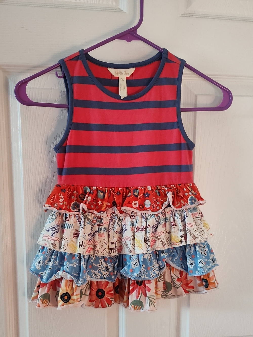 Matilda Jane Red & Navy Striped Ruffle Tier Dress